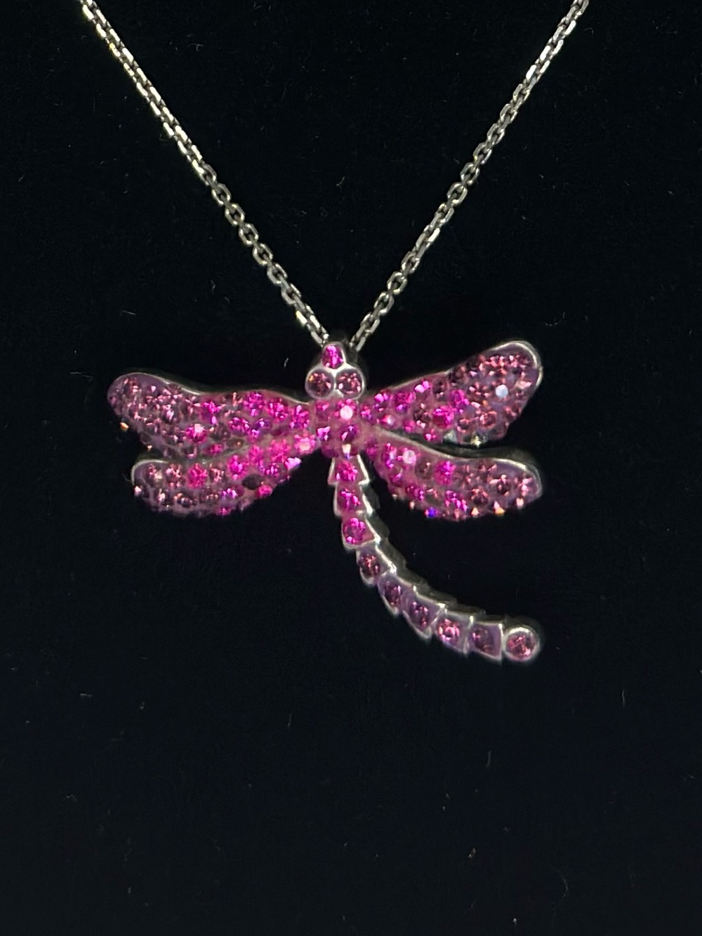SS Pink Dragonfly Crystal Pendant Necklace - Women Jewelry